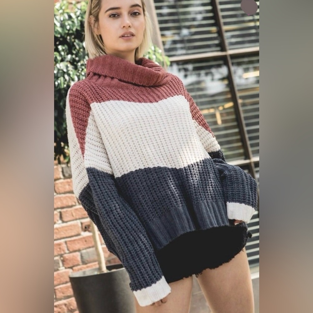 ✨ POL Colorblock Chunky Knit Sweater – Oversized Cozy Fit | Size Small | NWOT ✨